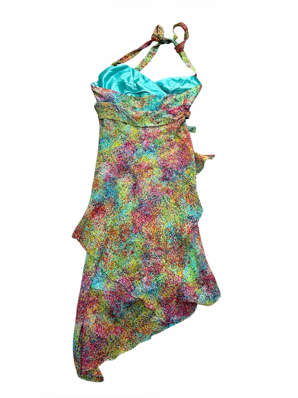 Silk BCBGMaxazria Multicolor Halter Dress - Women's - Picture 3 of 9